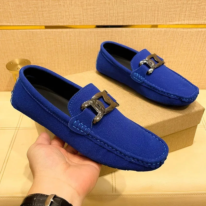 Men's Suede Leather Slip-On Loafers – Soft Driving Moccasins, Comfortable Flats, Big Sizes Up to 48