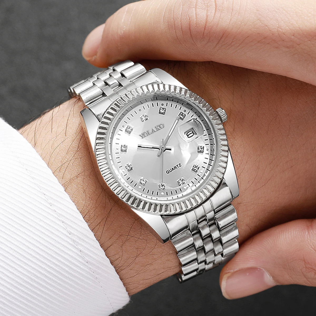 Luxury Men’s & Women’s Quartz Watch – Rhinestone Business Style