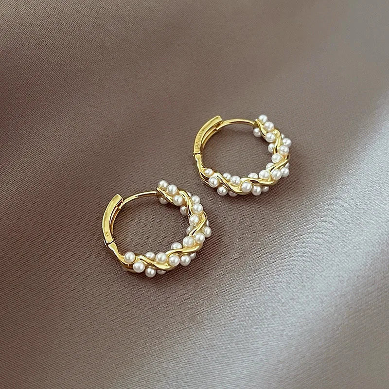 2024 Women's Pearl Circle Earrings – Simple Korean Fashion Jewelry