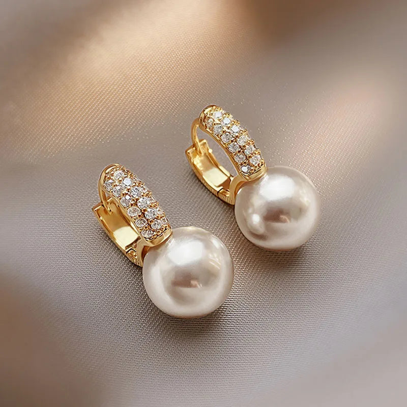 2024 Women's Pearl Circle Earrings – Simple Korean Fashion Jewelry