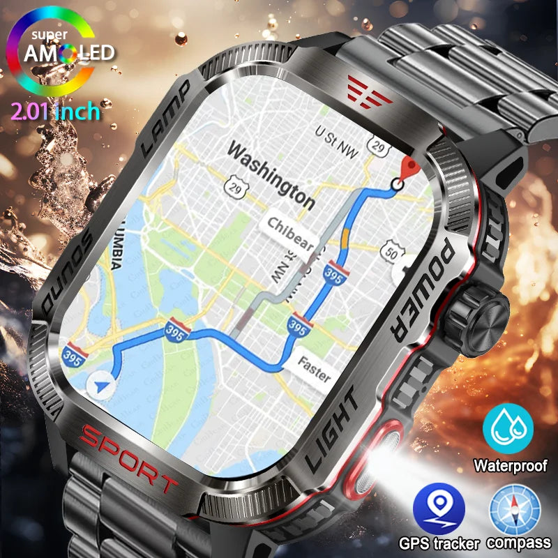 Military GPS Smartwatch Men Waterproof Sport Tracker Bluetooth