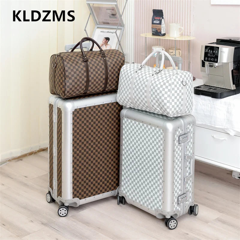KLQDZMS Aluminum Alloy Travel Luggage Trolley Suitcase with Large Capacity, 20/24/26 Inch Carry-On & Checked Bag
