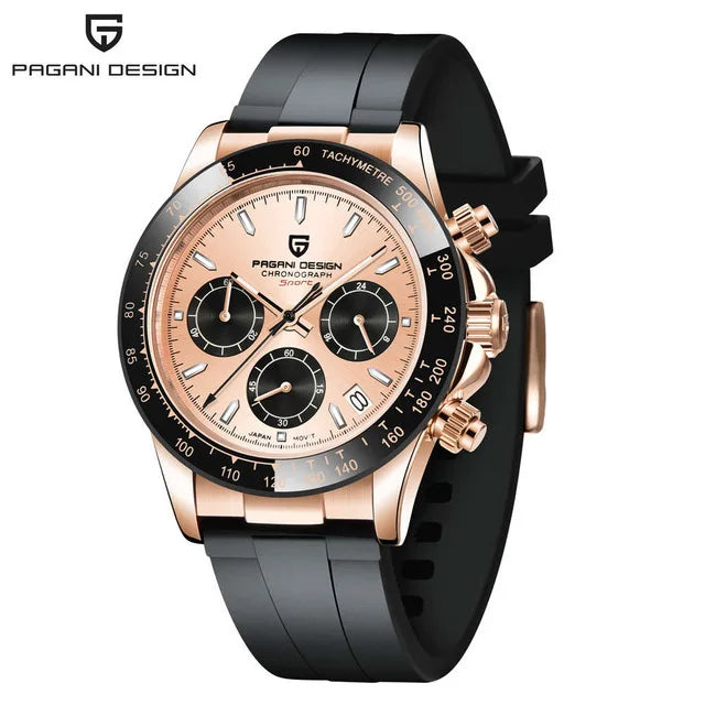 Pagani Design Men's 40mm Quartz Chronograph Watch Stainless Steel Waterproof Sapphire Glass