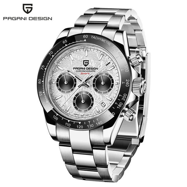 Pagani Design Men's 40mm Quartz Chronograph Watch Stainless Steel Waterproof Sapphire Glass