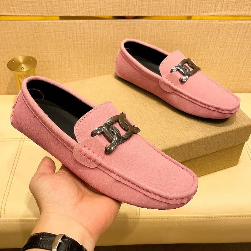 Men's Suede Leather Slip-On Loafers – Soft Driving Moccasins, Comfortable Flats, Big Sizes Up to 48