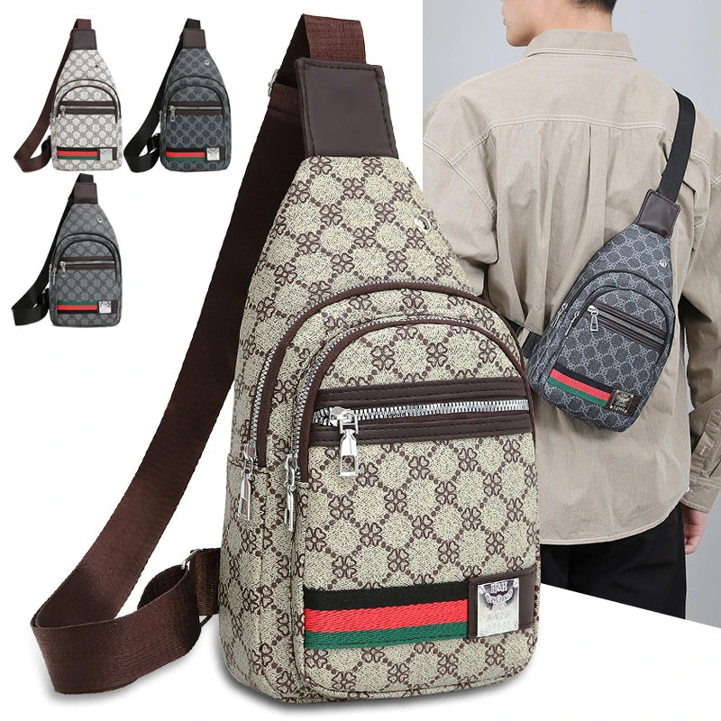 Men’s Multifunction Crossbody Messenger Bag with Earphone Port