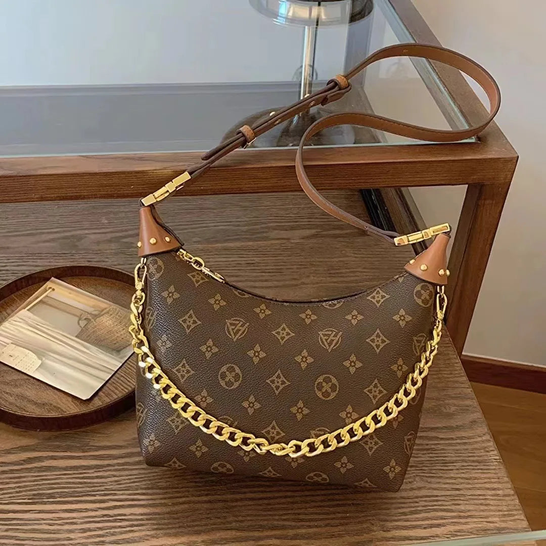 Women’s Vintage Floral Shoulder Bag – Chain Crossbody Armpit Purse