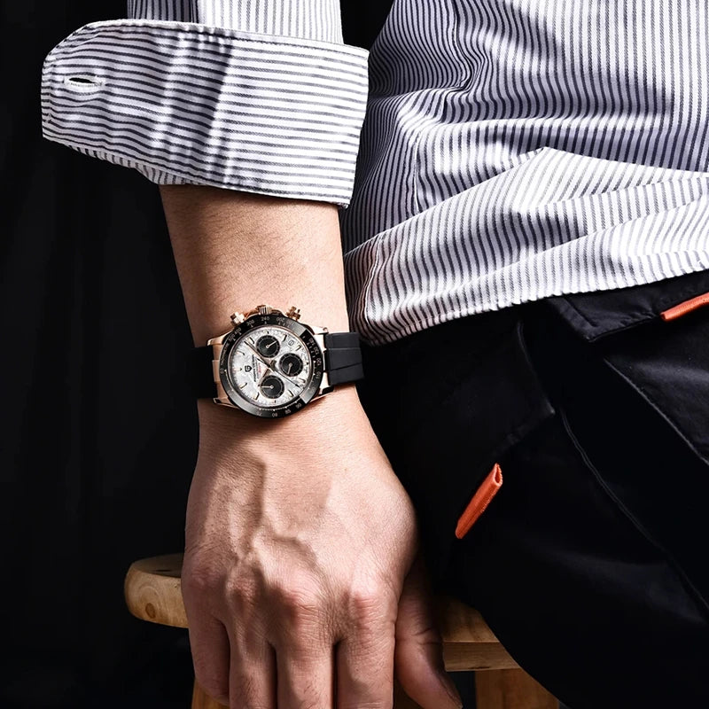 Pagani Design Men's 40mm Quartz Chronograph Watch Stainless Steel Waterproof Sapphire Glass