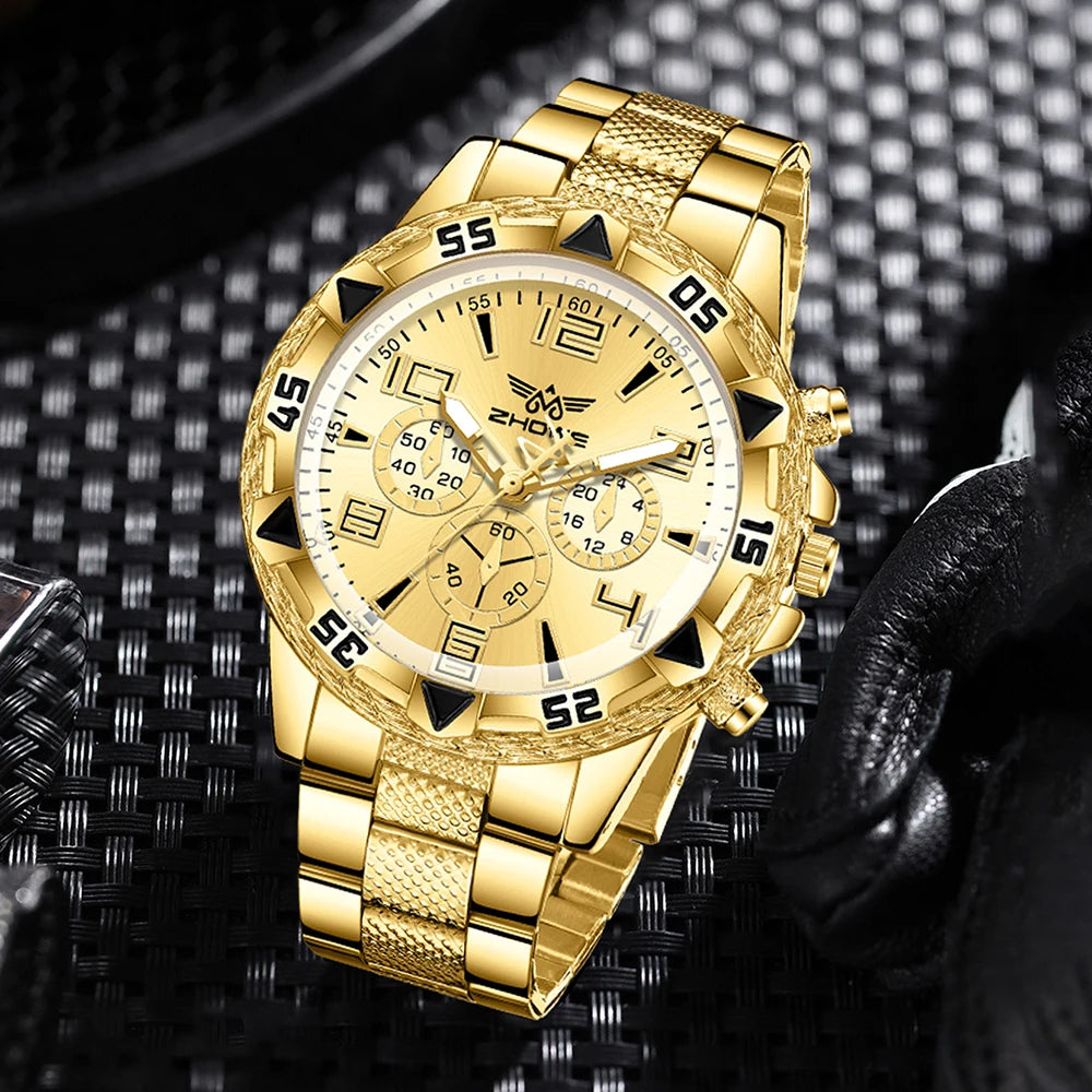 Men's Luxury Stainless Steel Quartz Watch with Calendar – Business Casual Wristwatch
