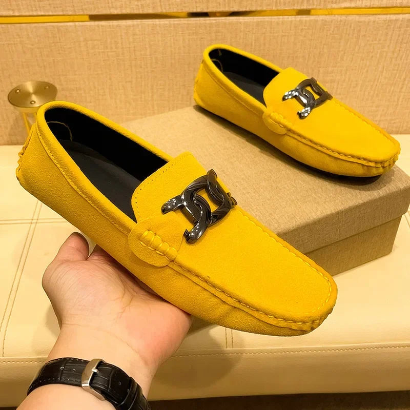 Men's Suede Leather Slip-On Loafers – Soft Driving Moccasins, Comfortable Flats, Big Sizes Up to 48