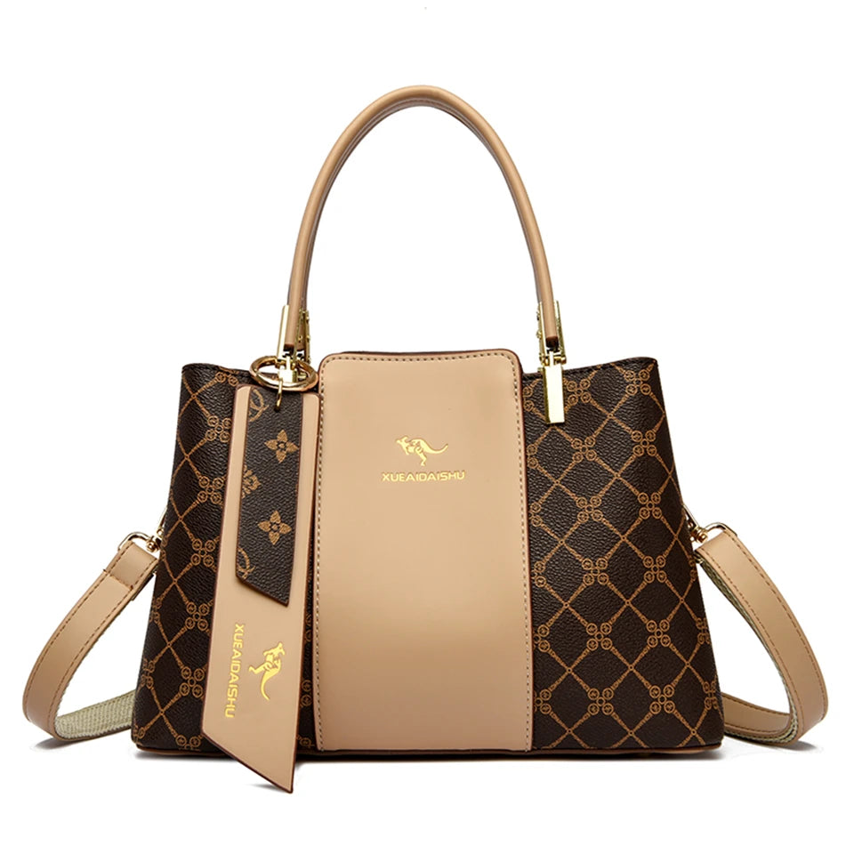 Women's Large Capacity Fashion Shoulder Bag – Soft PU Leather Crossbody Handbag with Printed Design