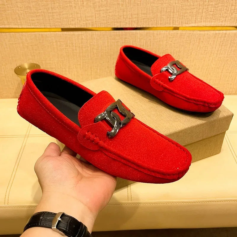 Men's Suede Leather Slip-On Loafers – Soft Driving Moccasins, Comfortable Flats, Big Sizes Up to 48