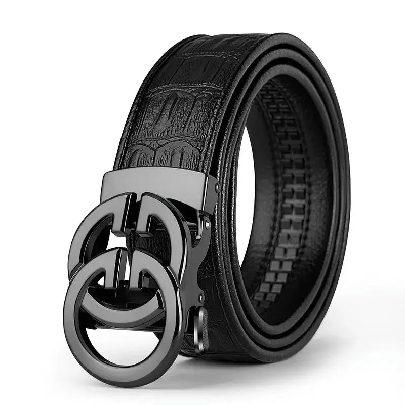 Men’s Genuine Leather Belt – Luxury Automatic Alloy Buckle
