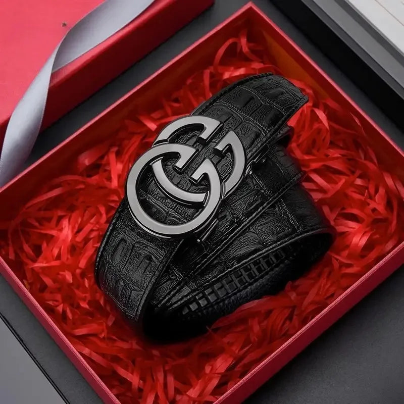 Men’s Genuine Leather Belt – Luxury Automatic Alloy Buckle