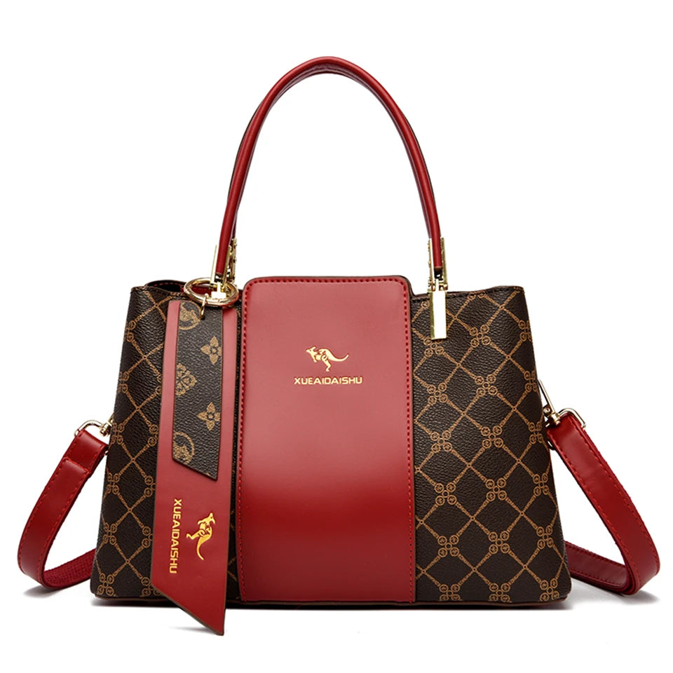 Women's Large Capacity Fashion Shoulder Bag – Soft PU Leather Crossbody Handbag with Printed Design
