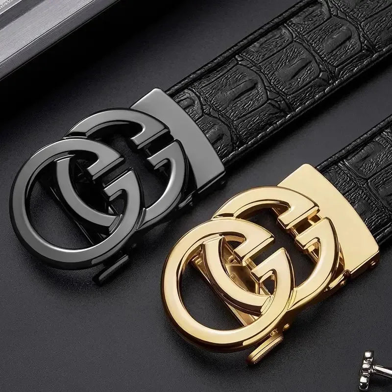 Men’s Genuine Leather Belt – Luxury Automatic Alloy Buckle