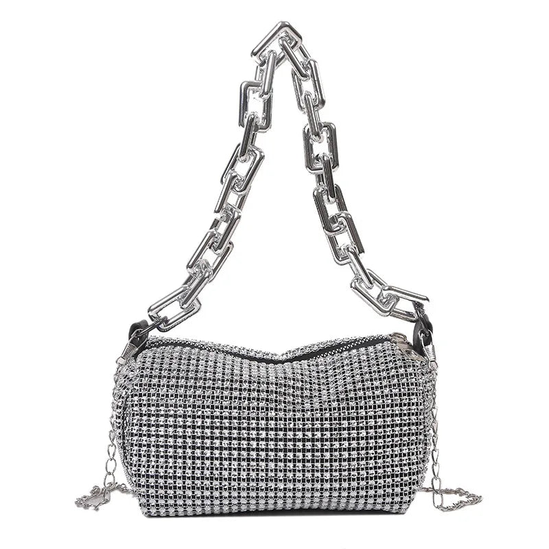 Women's Rhinestone Bucket Bag – Mini Glitter Crossbody Purse