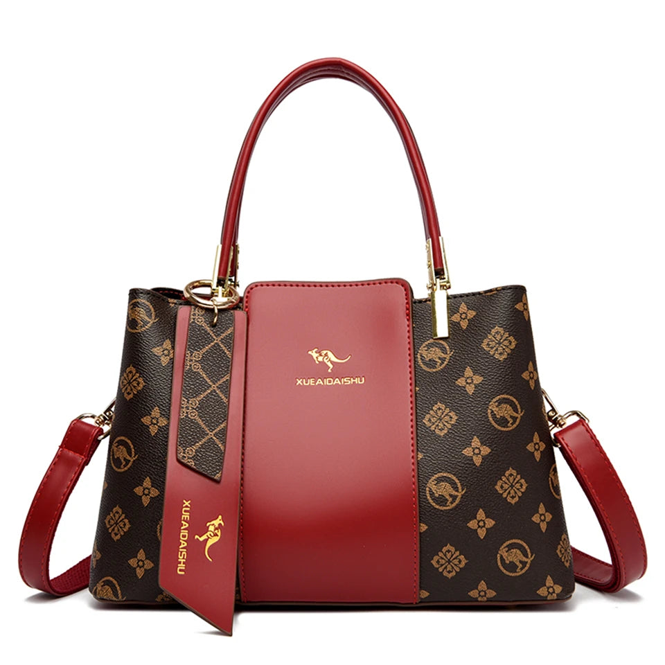 Women's Large Capacity Fashion Shoulder Bag – Soft PU Leather Crossbody Handbag with Printed Design