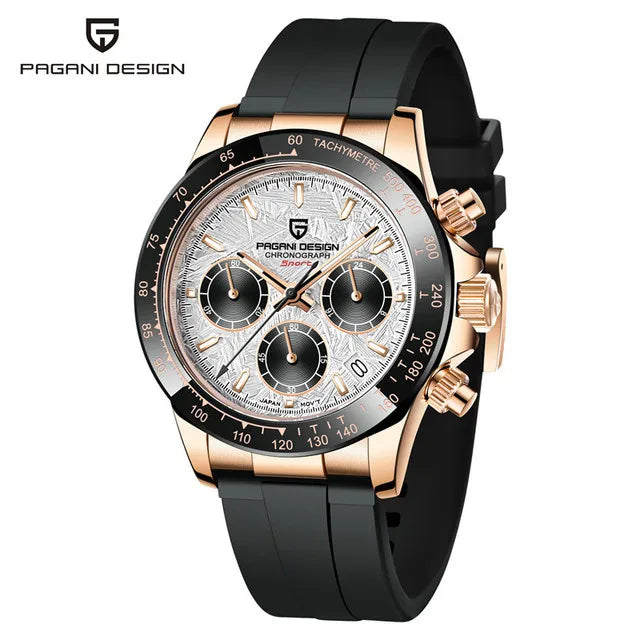 Pagani Design Men's 40mm Quartz Chronograph Watch Stainless Steel Waterproof Sapphire Glass