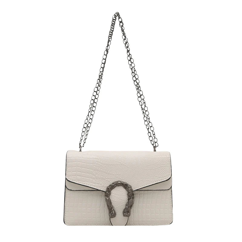 Women's Retro Crocodile Pattern Chain Crossbody Shoulder Bag
