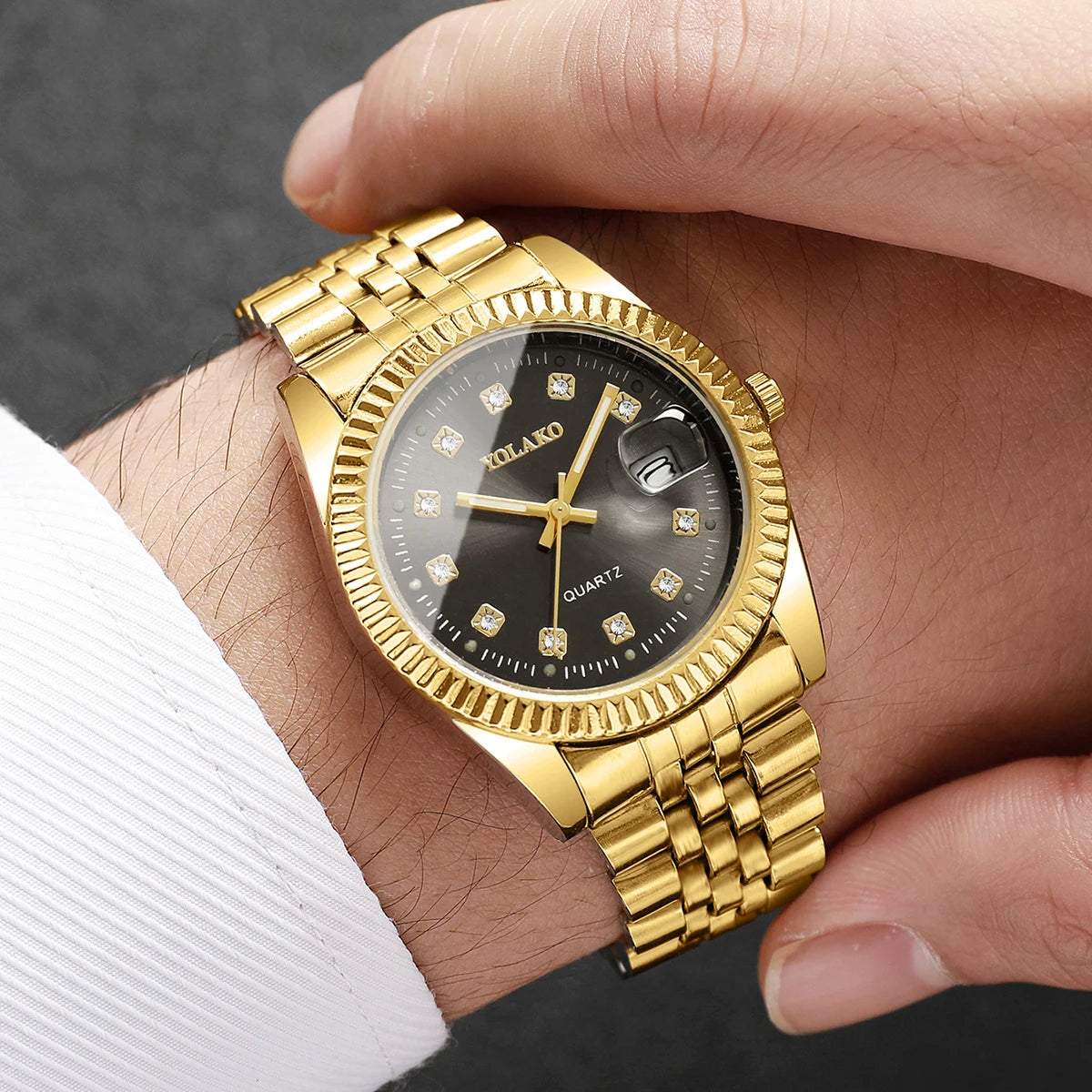 Luxury Men’s & Women’s Quartz Watch – Rhinestone Business Style