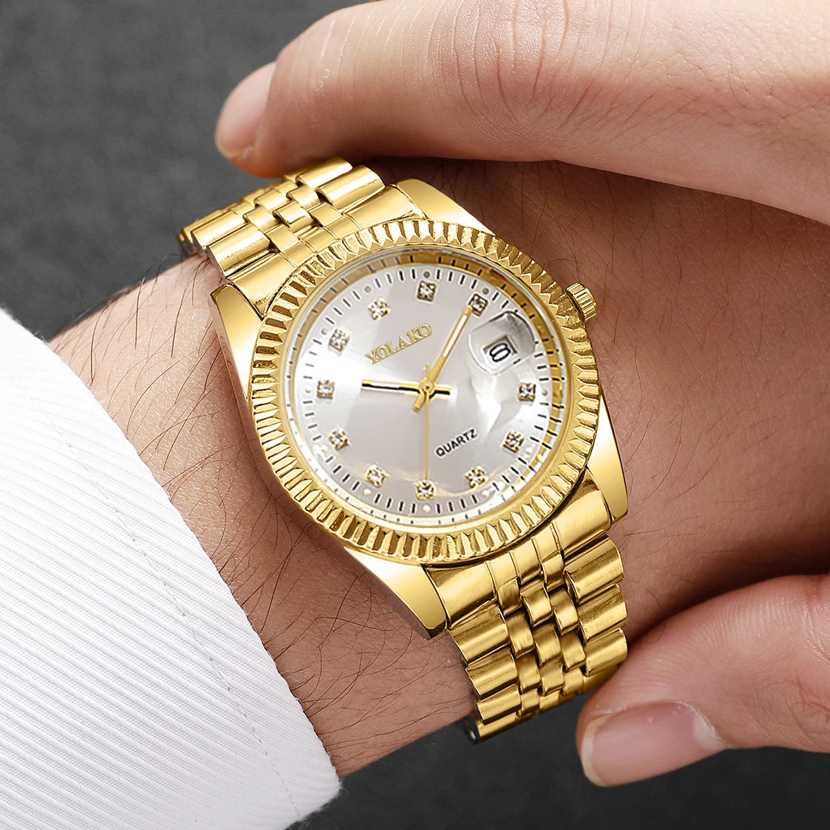 Luxury Men’s & Women’s Quartz Watch – Rhinestone Business Style